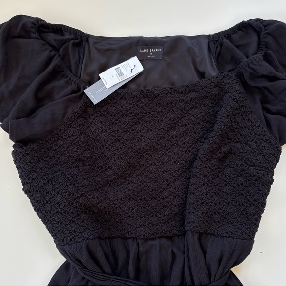 Lane Bryant Women's Flutter-Sleeve Crochet-Front Maxi Dress in Black Size 18 NWT - Picture 5 of 11